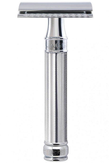 Edwin Jagger double edge safety razor Knurled Grip chroom - Manandshaving - Edwin Jagger