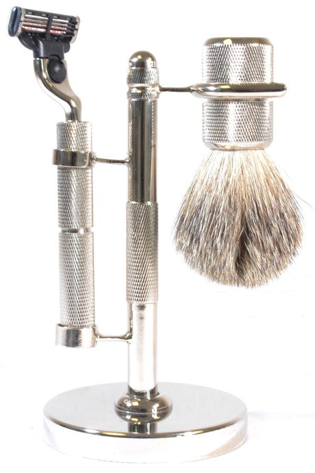 Scheerset scheerkwast synthetisch haar Fusion scheermes Chroom - Manandshaving - Gerard Brinard