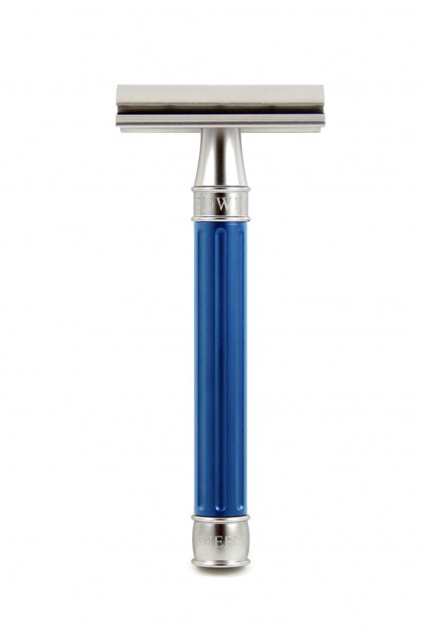 Edwin Jagger 3ONE6 double edge safety razor Blue RVS - Manandshaving - Edwin Jagger 3ONE6