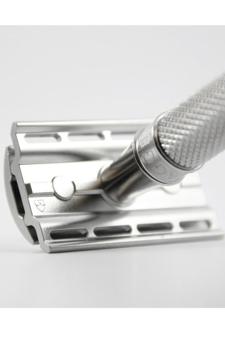 Edwin Jagger 3ONE6 double edge safety razor Knurled RVS - Manandshaving - Edwin Jagger 3ONE6