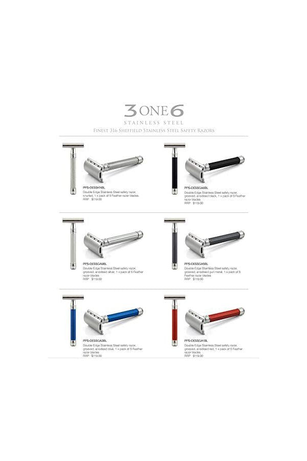 Edwin Jagger 3ONE6 double edge safety razor Silver RVS - Manandshaving - Edwin Jagger 3ONE6