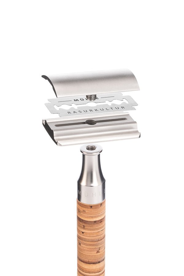 Muhle double edge safety razor ROCCA RVS Berkenschors R95 - Manandshaving - Muhle