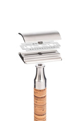 Muhle double edge safety razor ROCCA RVS Berkenschors R95 - Manandshaving - Muhle