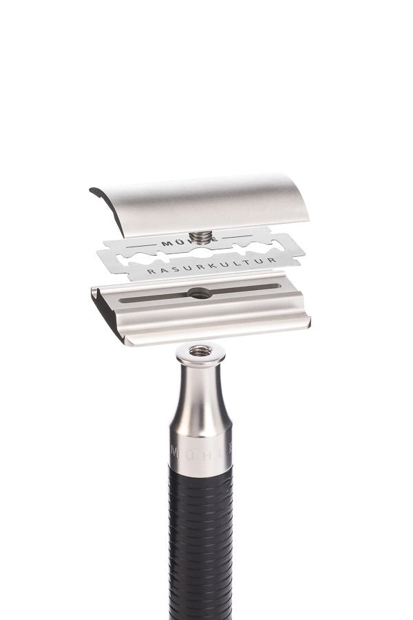 Muhle double edge safety razor ROCCA RVS zwart R96 JET - Manandshaving - Muhle