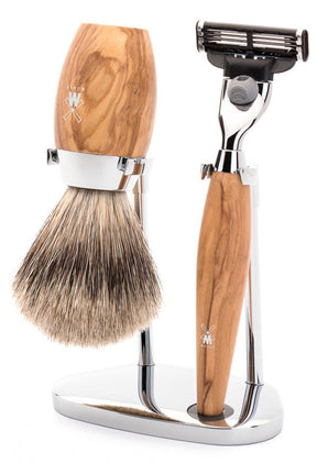 Muhle scheerset Kosmo S281H870 - Dassenhaar - Mach3 - Olijfhout - Manandshaving - Muhle