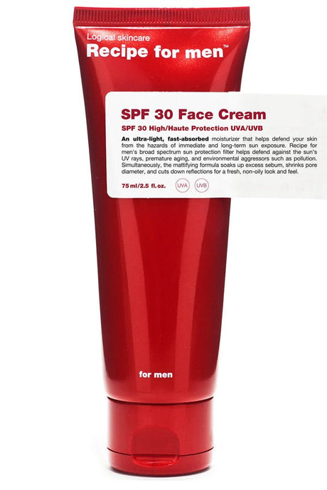 Recipe for Men Face Cream SPF30 75ml - Manandshaving - Recipe for Men