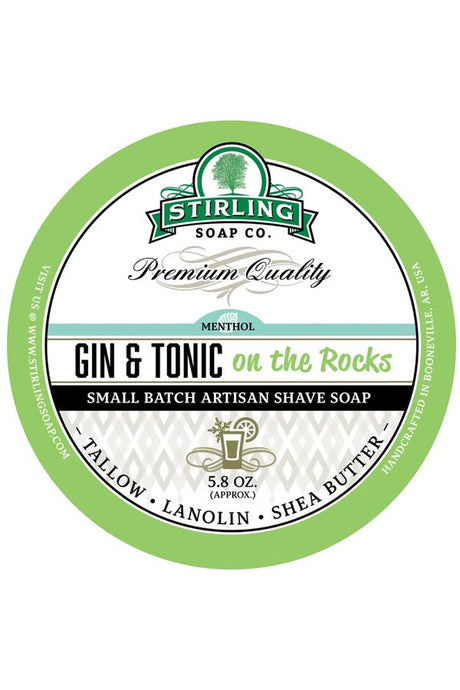 Stirling Soap Co. scheercrème Gin & Tonic on the rocks 165ml - Manandshaving - Stirling Soap Co.